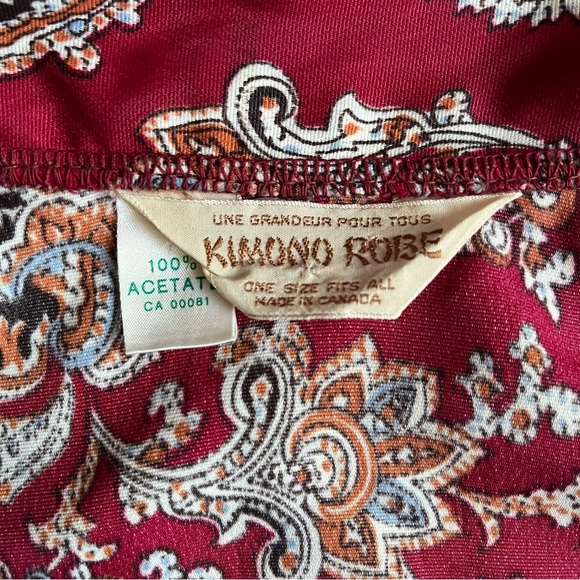 Vintage Paisley Kimono belted Robe with pockets - Picture 9 of 11